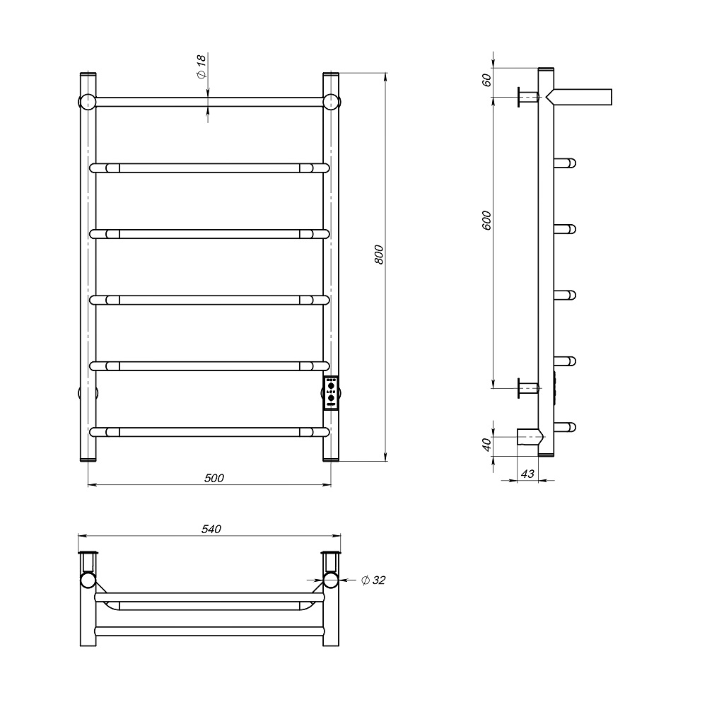 Полотенцесушитель Пэк сп 6 П 80х50 оружейная сталь ВГП
